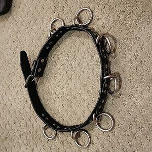 WOMENS GENUINE LEATHER BELT WITH METAL RINGS LIKE NEW SIZE S